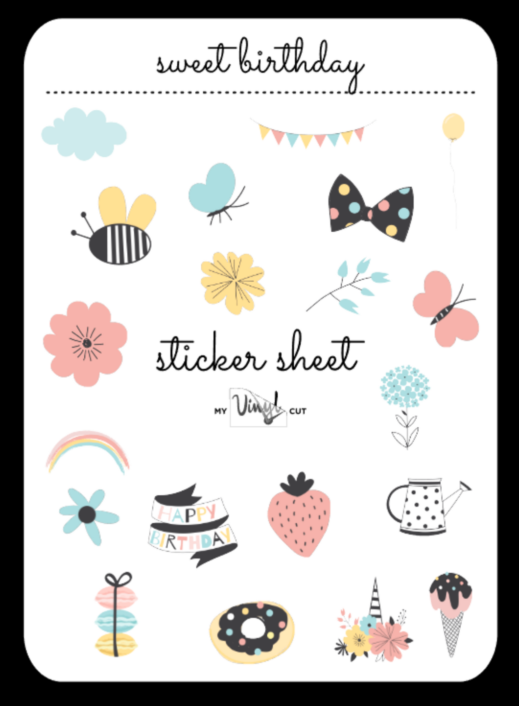 Sticker Sheet 8 Set of little planner stickers Sweet Birthday