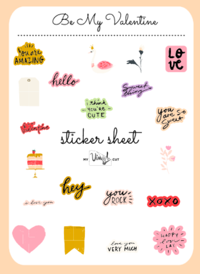Sticker Sheet 12 Set of little planner stickers Be My Valentine