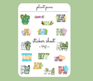 Sticker Sheet 18 Set of little planner stickers Plant Puns