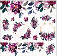 Load image into Gallery viewer, Waterslide Sheet Watercolor Purple Flowers and Frames sheet