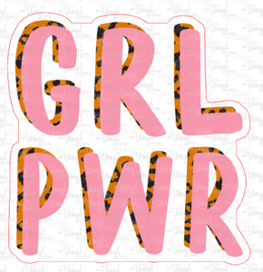 Sticker 1F GRL PWR Girl Power Pink & Leopard Print