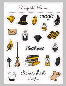 Sticker Sheet 27 Set of Planner Stickers Yellow Magic Wizard House