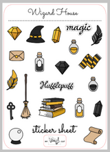 Load image into Gallery viewer, Sticker Sheet 27 Set of Planner Stickers Yellow Magic Wizard House