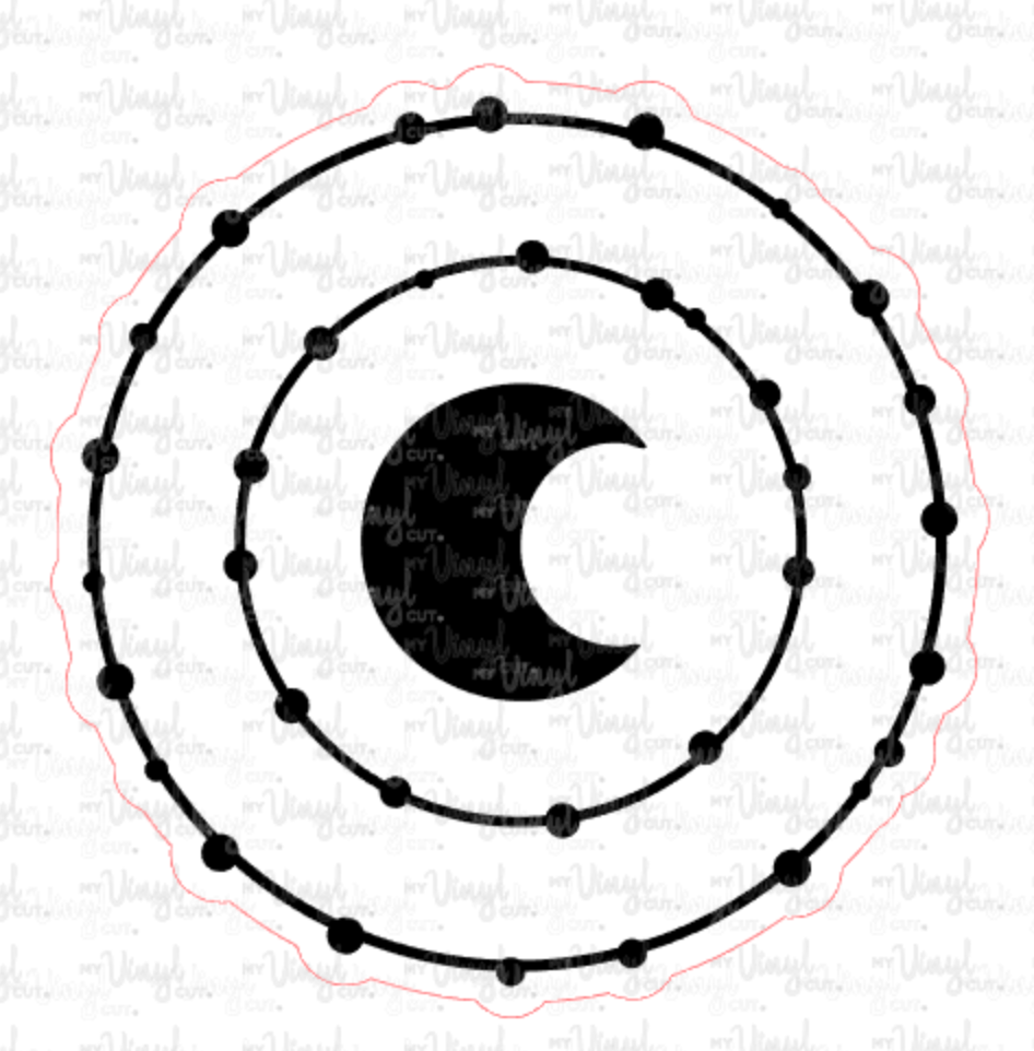 Sticker 7P Yoga Element Moon with Frame