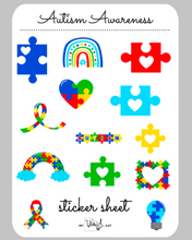 Load image into Gallery viewer, Sticker Sheet 33 Set of little planner stickers Autism Awareness