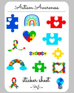 Sticker Sheet 33 Set of little planner stickers Autism Awareness