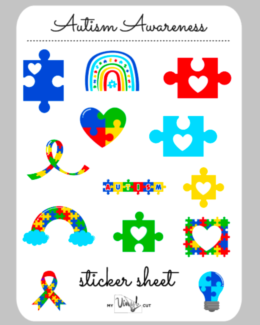 Sticker Sheet 33 Set of little planner stickers Autism Awareness