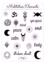 Load image into Gallery viewer, Sticker Sheet 31 Set of little planner stickers Meditation Elements