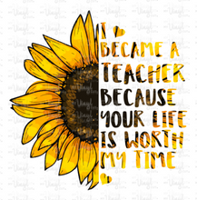 Load image into Gallery viewer, Digital Download Half Sunflower I Became a Teacher
