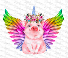 Load image into Gallery viewer, Sublimation Transfer Pink Pig with Rainbow Wings
