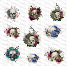 Load image into Gallery viewer, Waterslide Decal Sheet 12 x 12 inch Floral Skulls