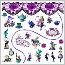 Load image into Gallery viewer, Waterslide Decal Sheet 12 x 12 inch Dark Alice with Purple Lace