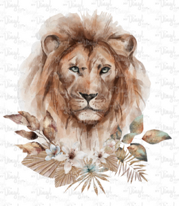 Waterslide Decal Watercolor Lion with Flowers