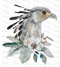 Load image into Gallery viewer, Waterslide Decal Watercolor Secretary Bird with Flowers