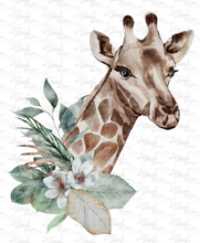 Load image into Gallery viewer, Waterslide Decal Watercolor Giraffe Close up with Flowers
