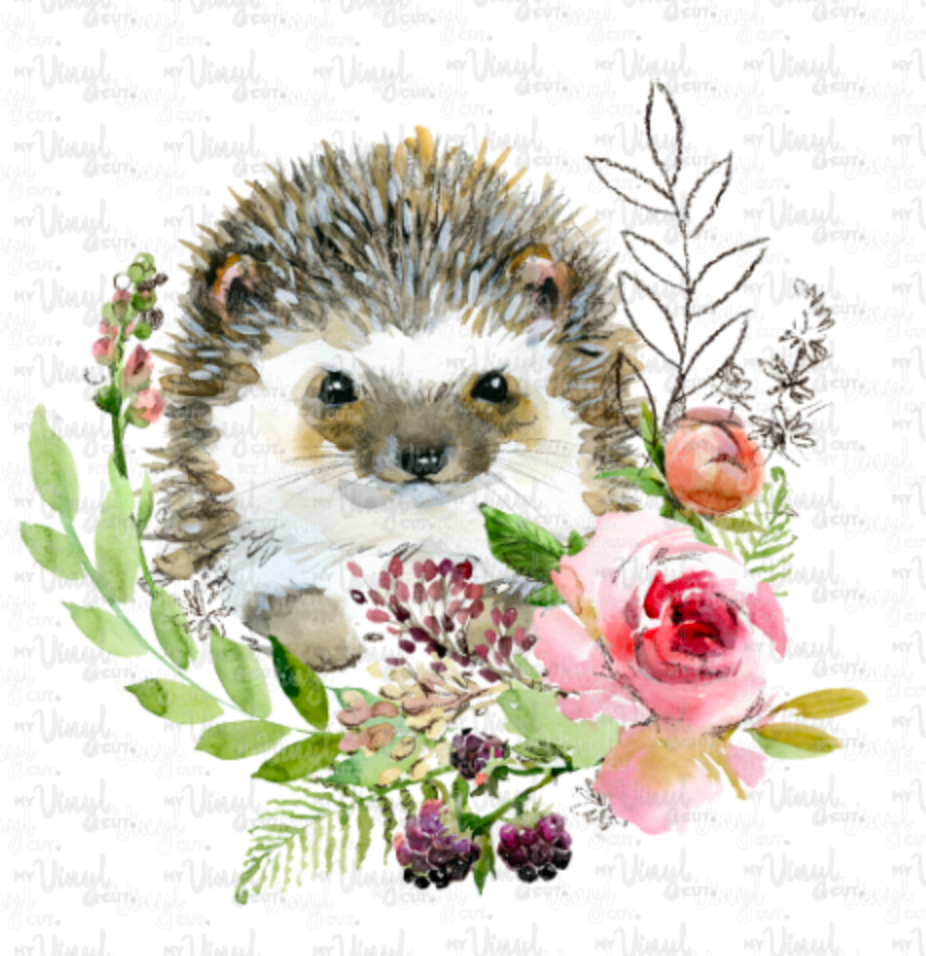 Waterslide Decal Hedgehog with Flowers