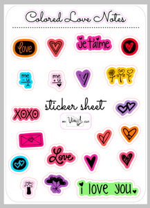 Sticker Sheet 14 Set of little planner stickers Colored Love Notes