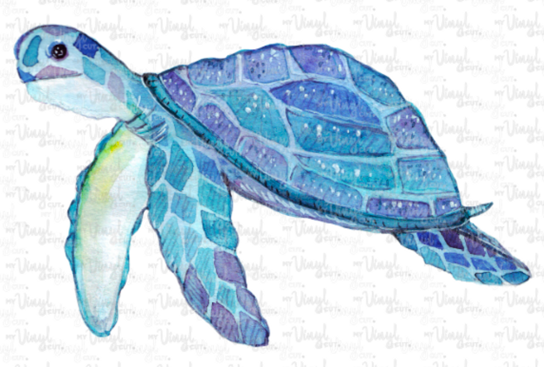 Sticker | 58D | Watercolor Sea Turtle | Waterproof Vinyl Sticker | White | Clear | Permanent | Removable | Window Cling | Glitter | Holographic