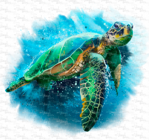 Waterslide Decal 58A Sea Turtle with Blue Background