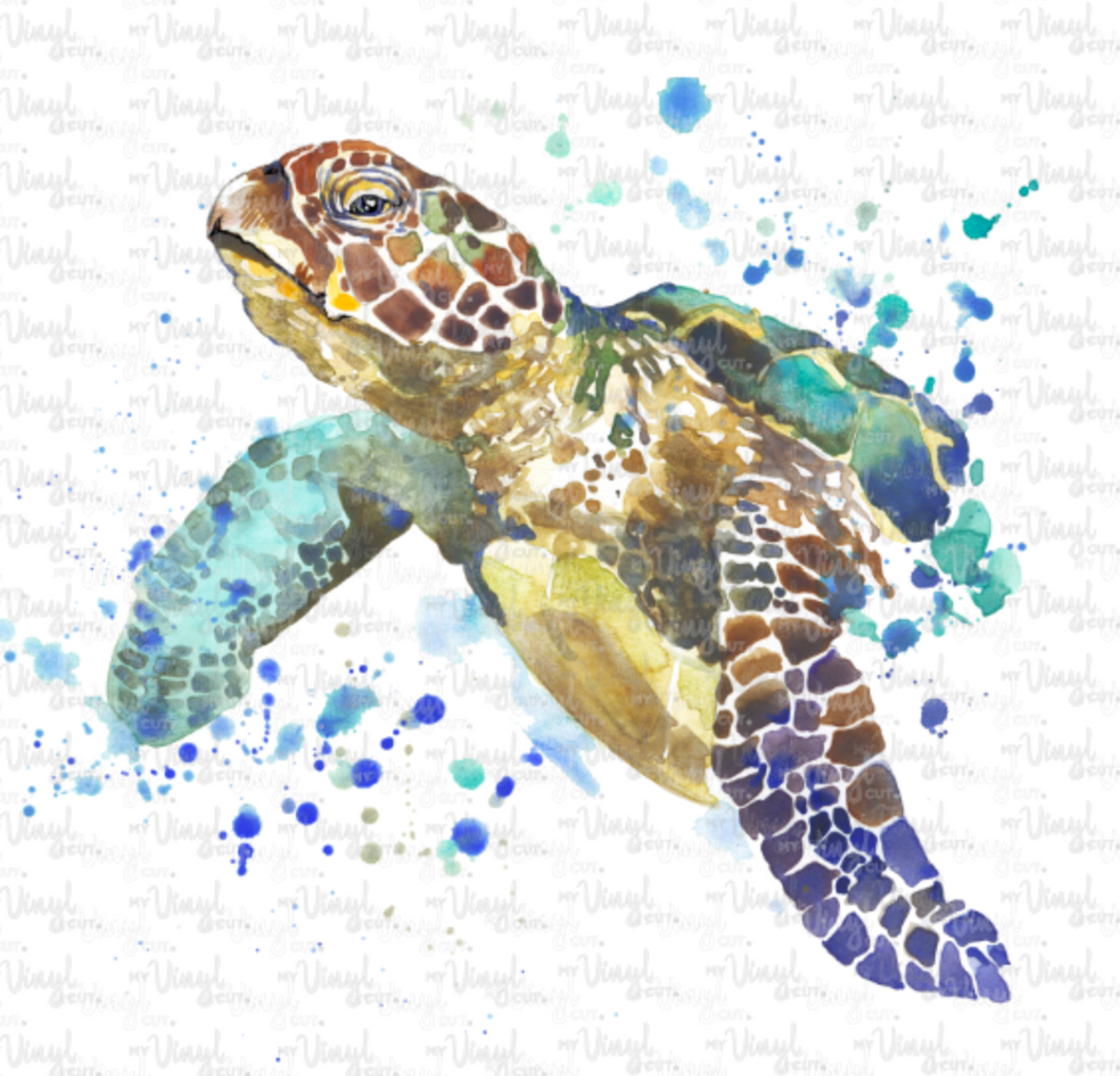 Waterslide Decal Sea Turtle with Sea Spray
