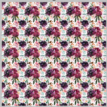 Load image into Gallery viewer, Printed HTV Plum Flowers Patterned Heat Transfer Vinyl 12 x 12 sheet