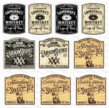 Load image into Gallery viewer, Waterslide Sheet Whiskey and Moonshine Tumbler Labels