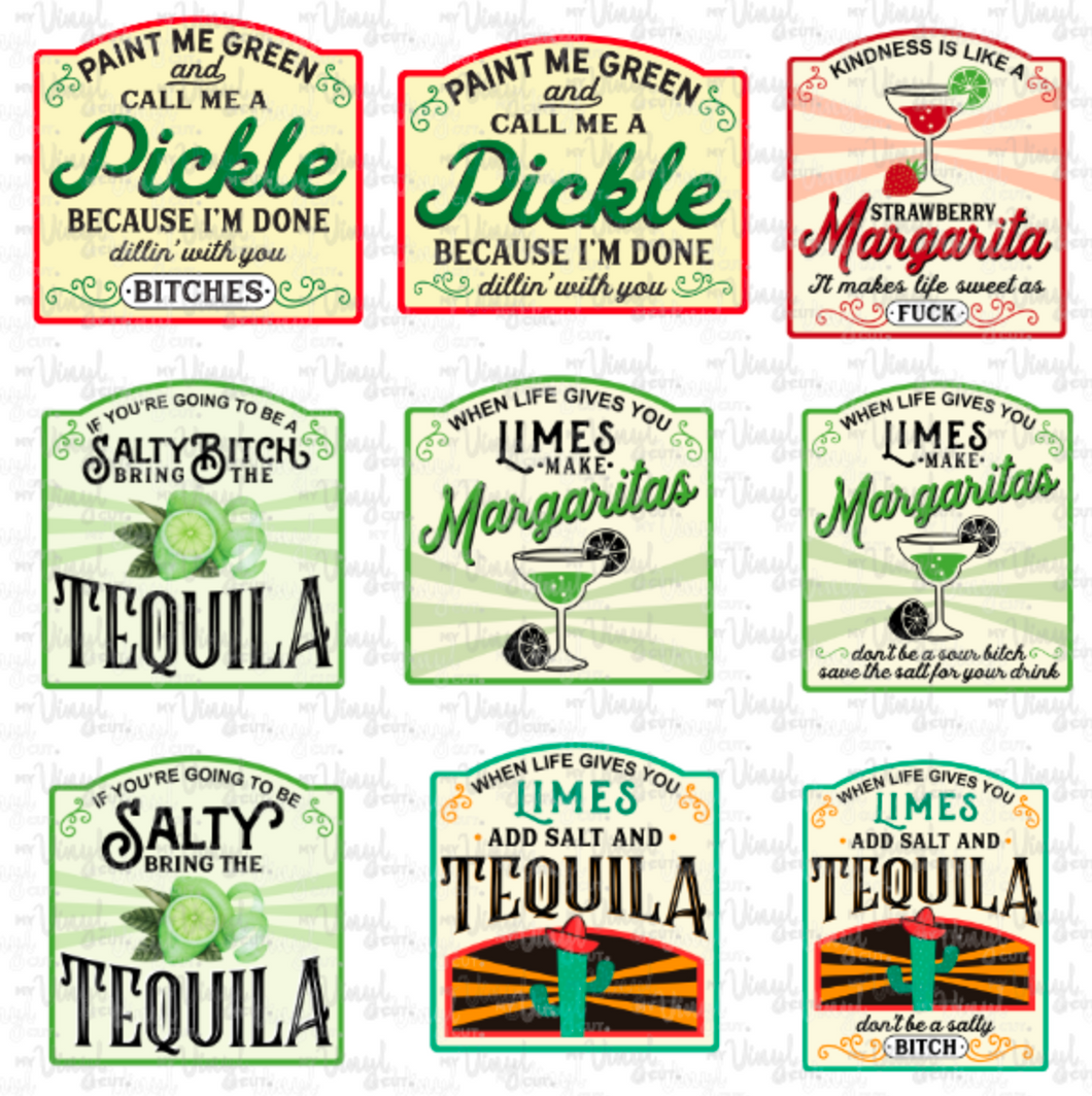 Waterslide Sheet Lemonade Tequila Margarita PickleTumbler Labels
