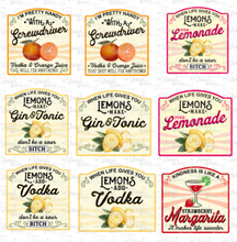 Load image into Gallery viewer, Waterslide Sheet Screwdriver Gin Tonic Lemons Tumbler Labels
