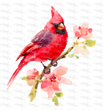 Load image into Gallery viewer, Sticker | 38A | Watercolor Cardinal | Waterproof Vinyl Sticker | White | Clear | Permanent | Removable | Window Cling | Glitter | Holographic
