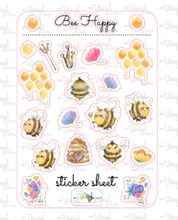 Load image into Gallery viewer, Sticker Sheet 36 Set of little planner stickers Bee Happy