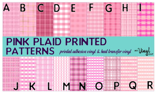 Printed Adhesive Vinyl SOFT PINK PLAID Patterned Vinyl 12 x 12 sheet