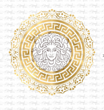Load image into Gallery viewer, Digital File Medusa Face with Greek Key Gold Circle Frame
