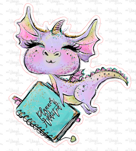 Sticker 14K Dragon Holding a Planner, Journal or Diary