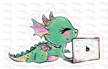 Load image into Gallery viewer, Sticker 14L Dragon Blogging on a Laptop