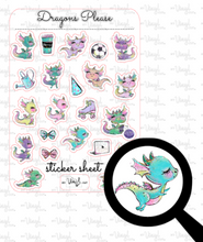 Load image into Gallery viewer, Sticker Sheet 37 Set of little planner stickers Cute Little Dragons