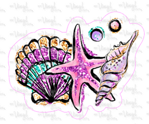 Sticker 18-O Pink Starfish Bunch