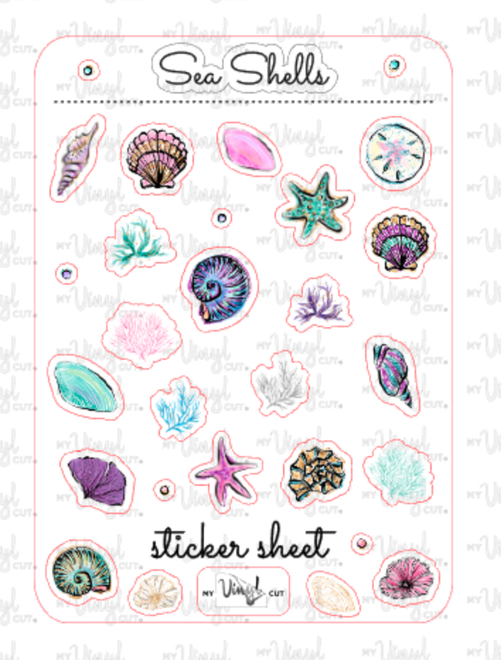 Sticker Sheet 38 Set of little planner stickers Sea Shells