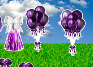 Yard Art Flair Purple and Silver Balloons 12 pc Set Birthday Lawn Lettering PURCHASE Outdoor Party Decorations