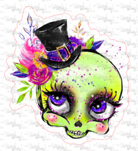 Load image into Gallery viewer, Sticker 23I Green Skull with Top Hat