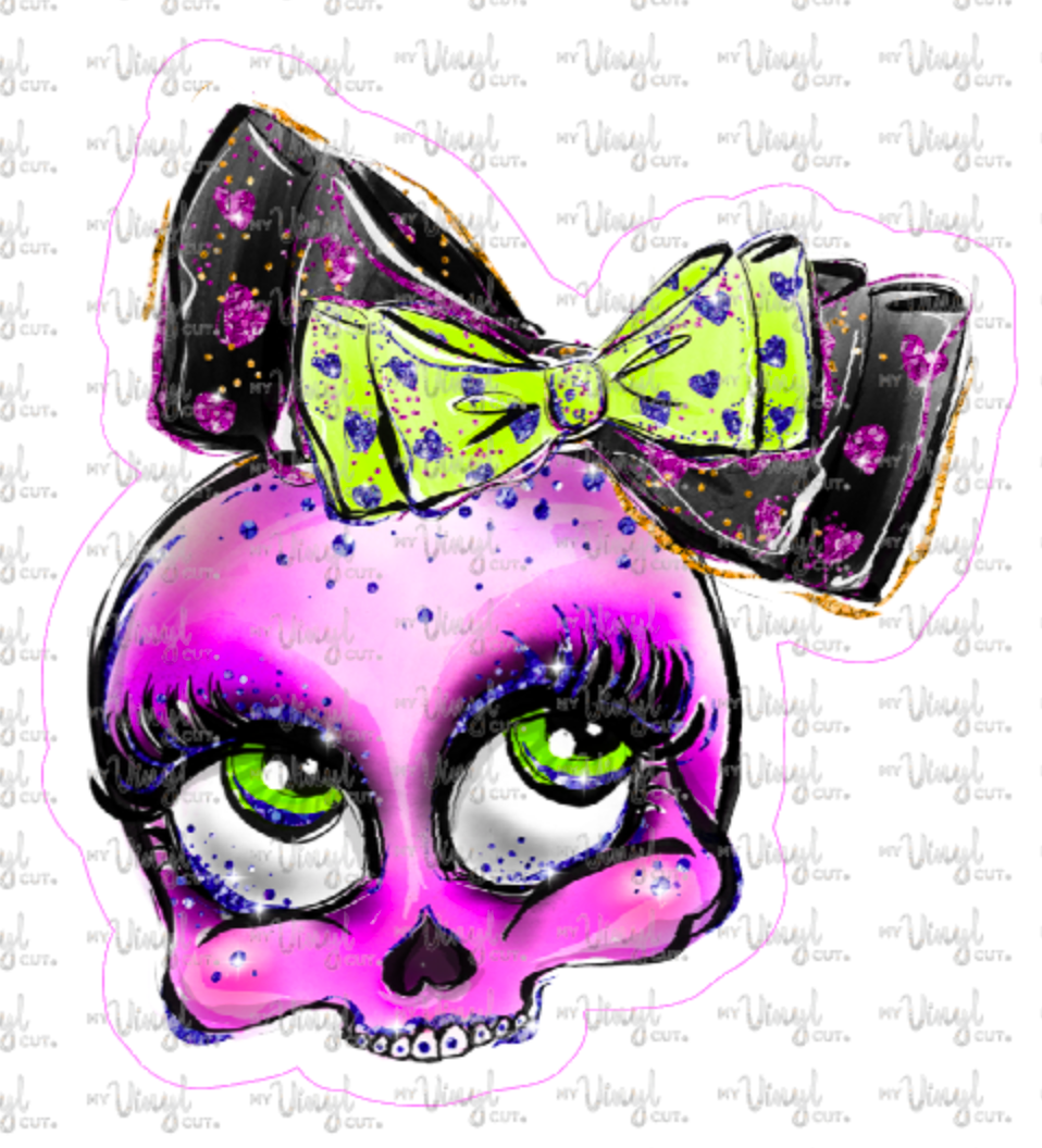 Sticker 23H Pink Skull with Bow
