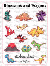Load image into Gallery viewer, Sticker Sheet 41 Set of little planner stickers Dragons and Dinosaurs