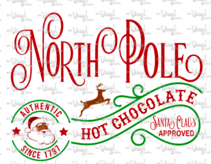 Sticker 26A North Pole Hot Chocolate Mug Label Dark Skin Santa
