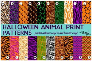 Printed Adhesive Vinyl Halloween Animal Prints Pattern Vinyl 12 x 12 inch sheets