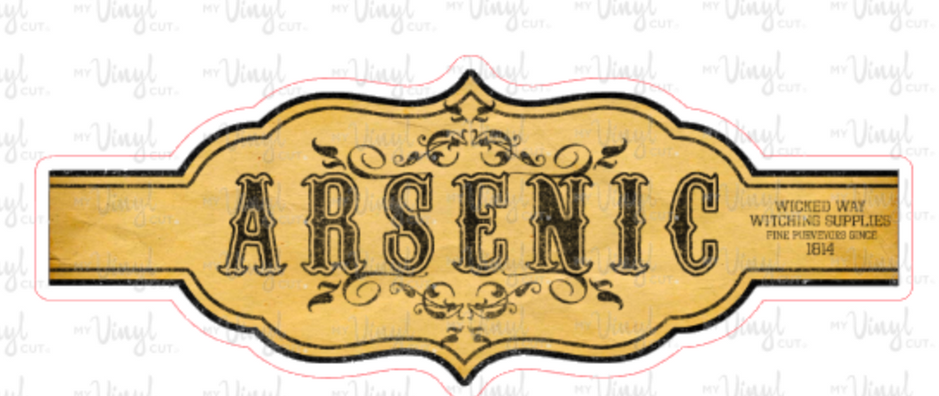 Sticker 25H Vintage Arsenic Label Wrap 4 inches wide