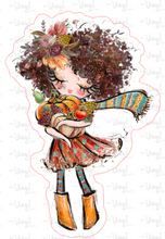 Load image into Gallery viewer, Sticker 28A Fall Market Girl with Brown Curly Hair