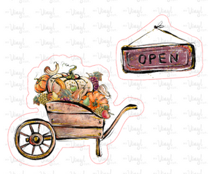 Sticker 28I Fall Market Fruit and Vegetable Cart