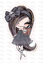 Load image into Gallery viewer, Sticker | 20A1 Halloween Girl Brown Hair | Waterproof Vinyl Sticker | White | Clear | Permanent | Removable | Window Cling | Glitter | Holographic