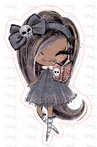 Sticker | 20A4 Halloween Girl Yellow Hair | Waterproof Vinyl Sticker | White | Clear | Permanent | Removable | Window Cling | Glitter | Holographic