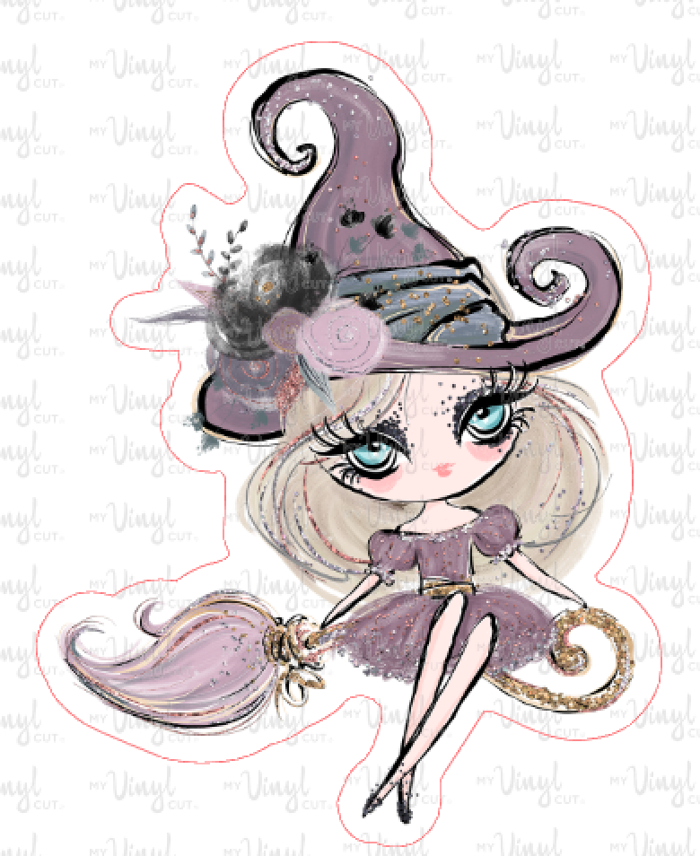 Sticker  | 20B2 Halloween Girl Yellow Hair | Waterproof Vinyl Sticker | White | Clear | Permanent | Removable | Window Cling | Glitter | Holographic