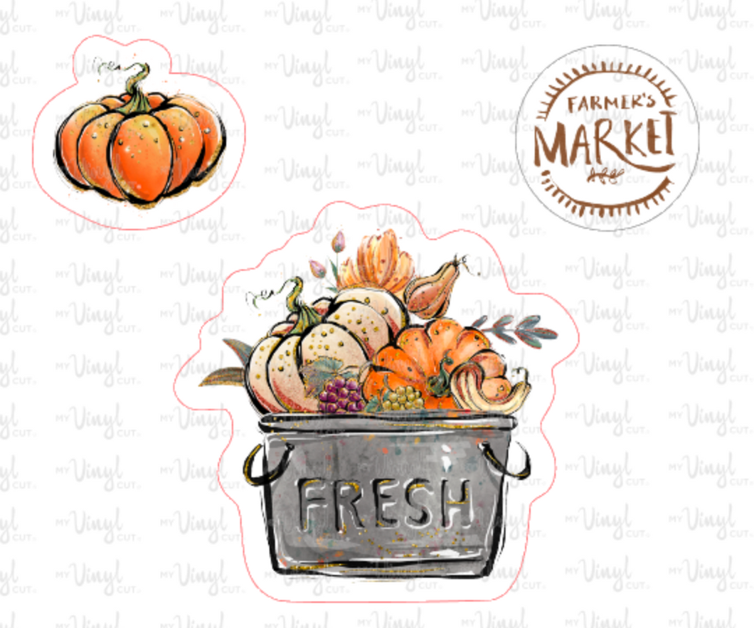 Sticker 28K Fall Market Bucket full of fruit and vegetables